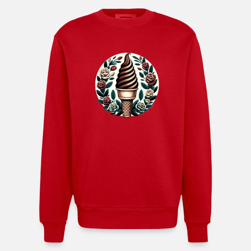 Glace au chocolat - Sweat bio épais oversize fabriqué en UE - rouge
