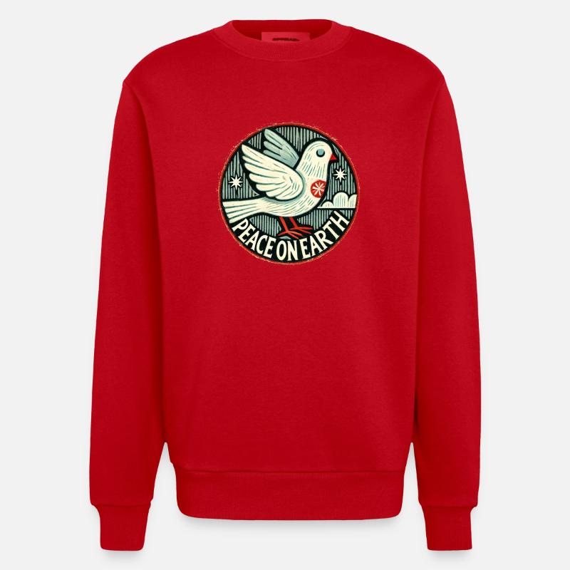 Friede auf Erden - Heavyweight Oversized Organic Crew Neck Made in EU - Rot