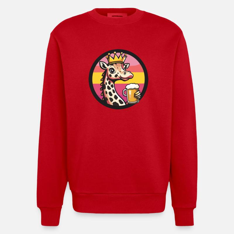 Giraffe Bier Comic - Heavyweight Oversized Organic Crew Neck Made in EU - Rot