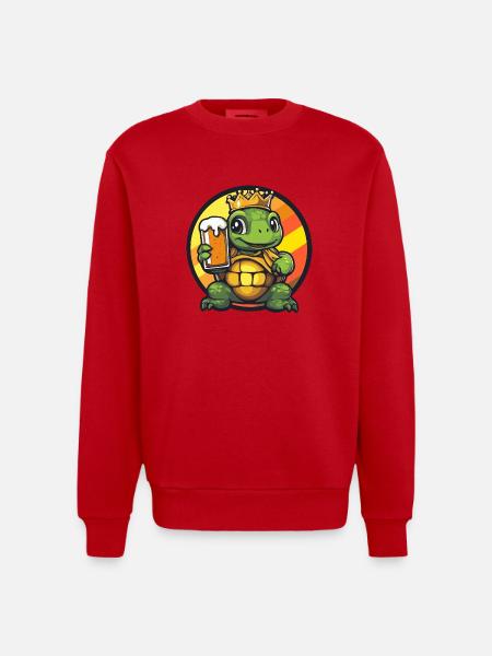 Turtle Beer Comic - Heavyweight Oversized Organic Crew Neck Made in EU - red
