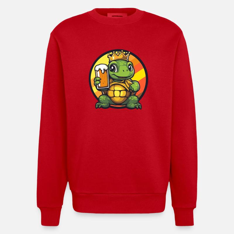 Schildkröte Bier Comic - Heavyweight Oversized Organic Crew Neck Made in EU - Rot