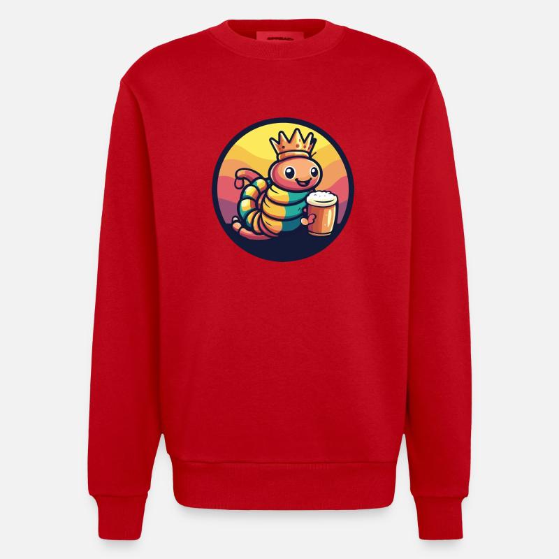 Wurm Bier Comic - Heavyweight Oversized Organic Crew Neck Made in EU - Rot