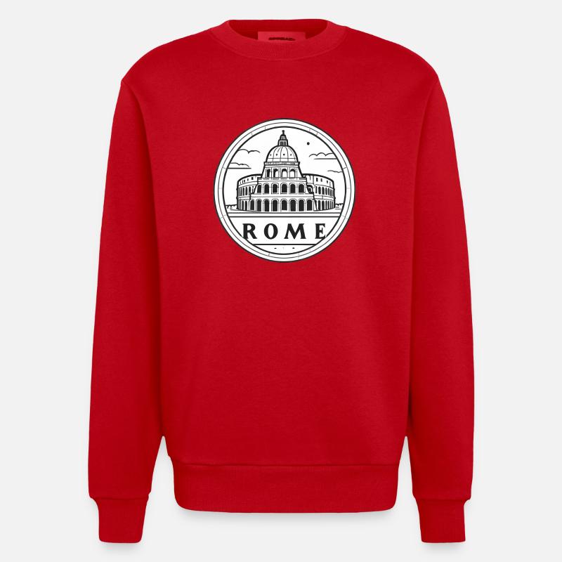 Rom Italien Geschenkidee - Heavyweight Oversized Organic Crew Neck Made in EU - Rot