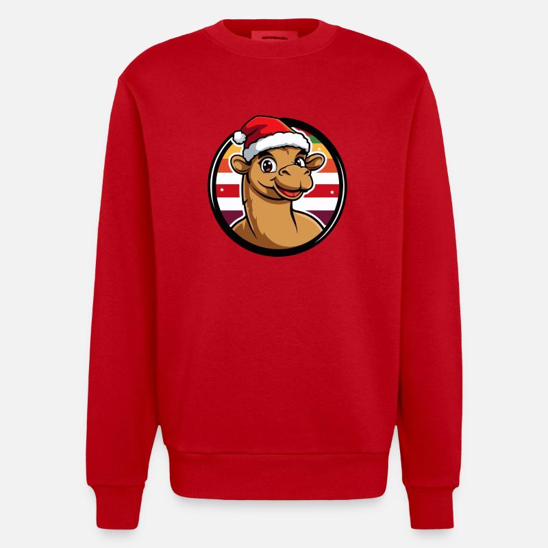 Kamel Weihnachten Tier - Heavyweight Oversized Organic Crew Neck Made in EU - Rot