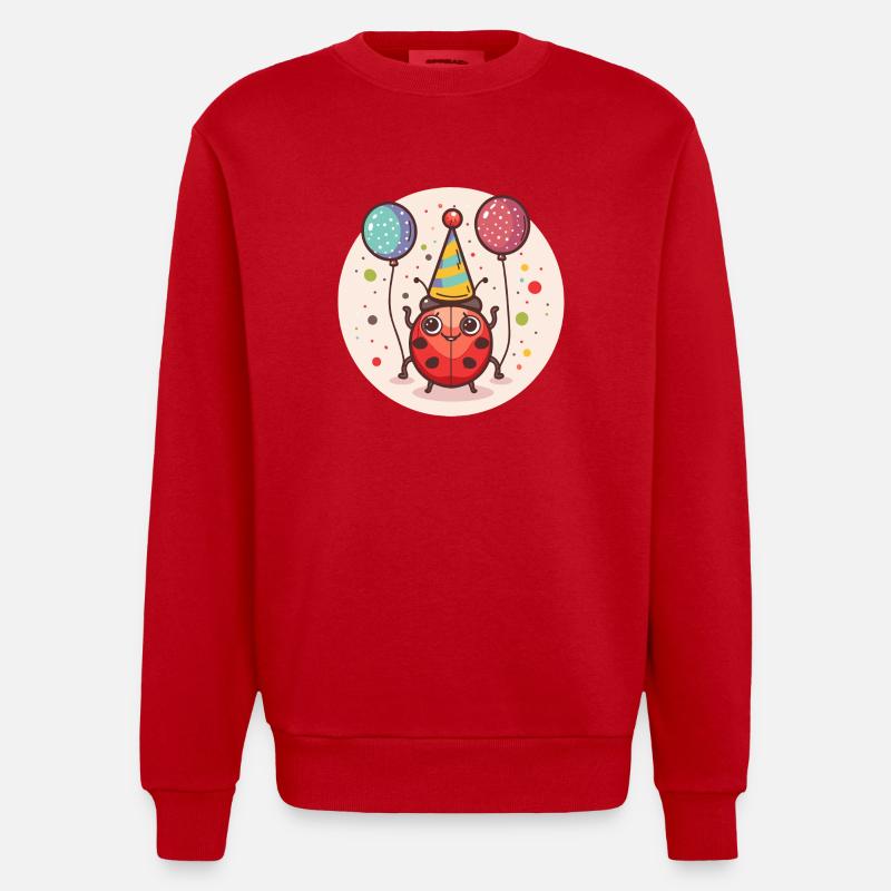 Ladybug Birthday Comic - Heavyweight Oversized Organic Crew Neck Made in EU - red