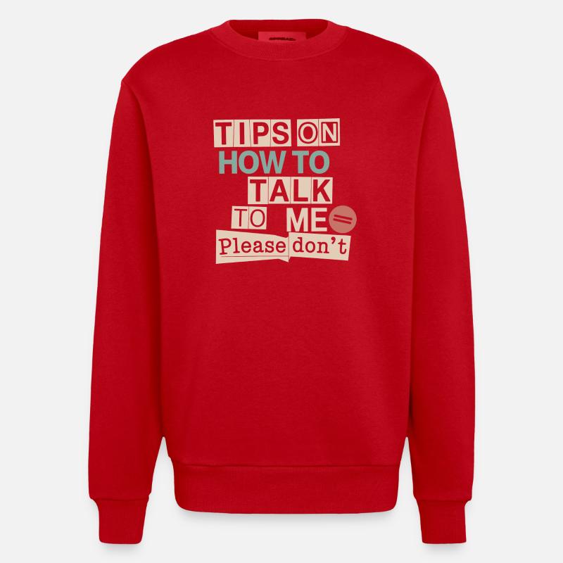 Silent and introverted - Heavyweight Oversized Organic Crew Neck Made in EU - red