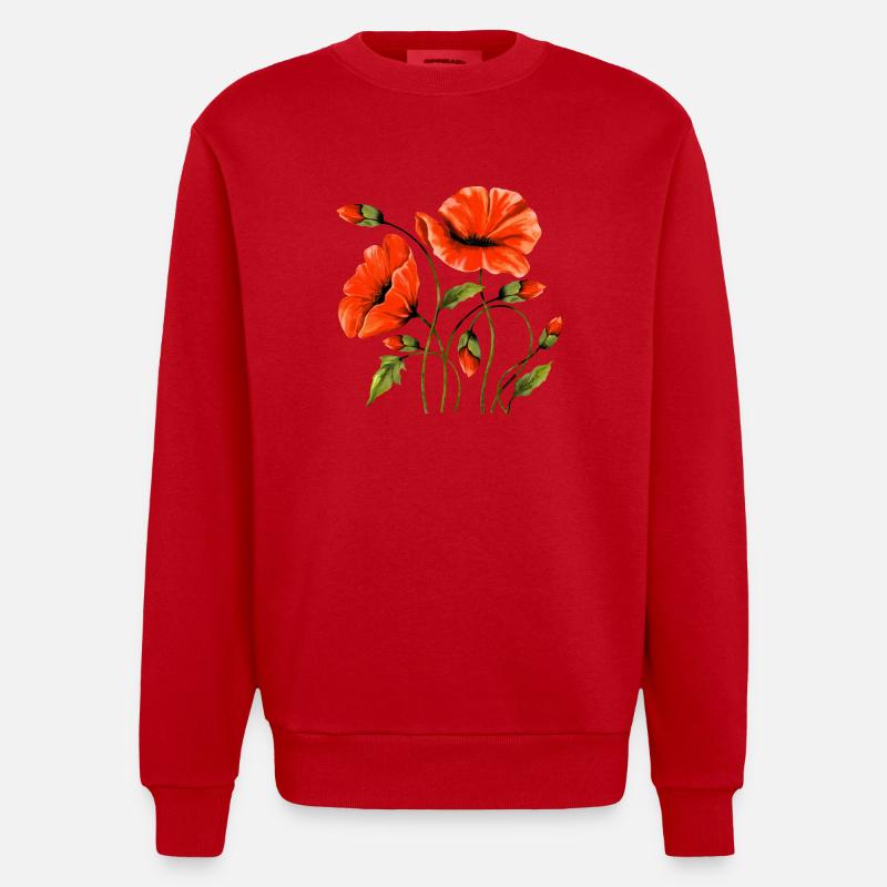 Fleur - Sweat bio épais oversize fabriqué en UE - rouge