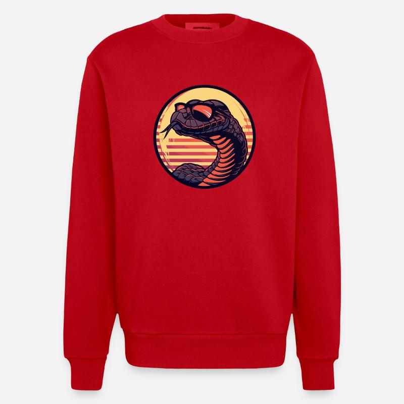 Schlange Kobra Comic Cool - Heavyweight Oversized Organic Crew Neck Made in EU - Rot