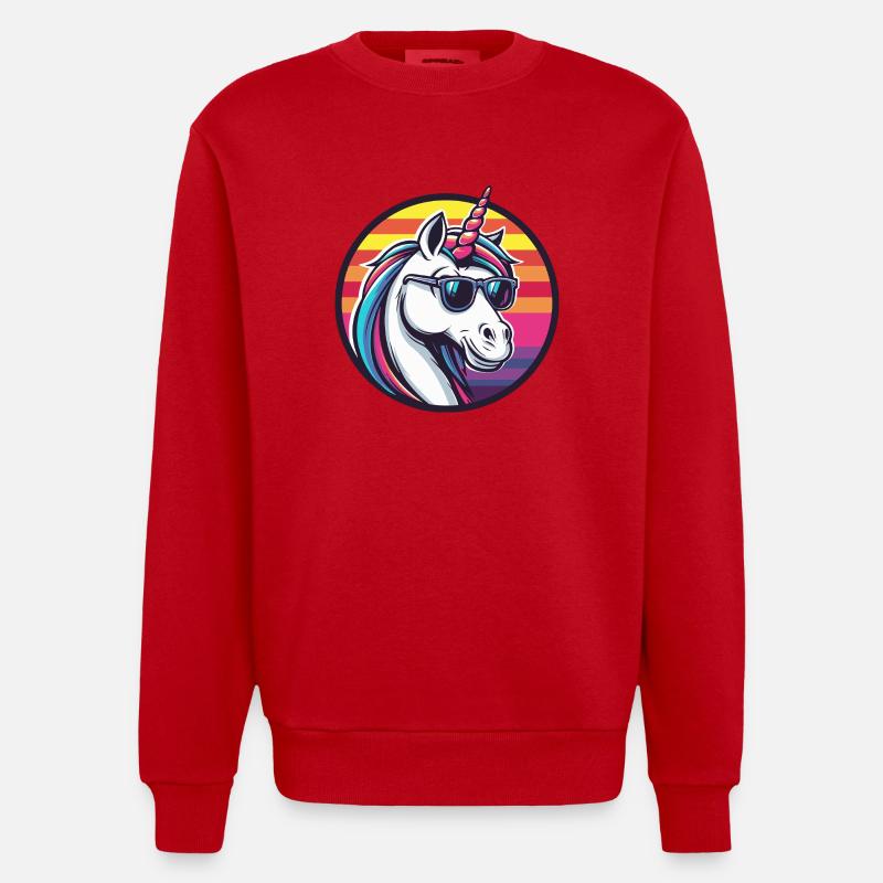 Einhorn Cool Comic - Heavyweight Oversized Organic Crew Neck Made in EU - Rot