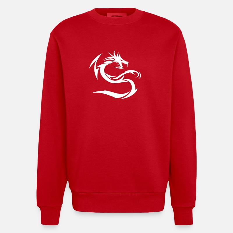 Snow White Drachen - Heavyweight Oversized Organic Crew Neck Made in EU - Rot