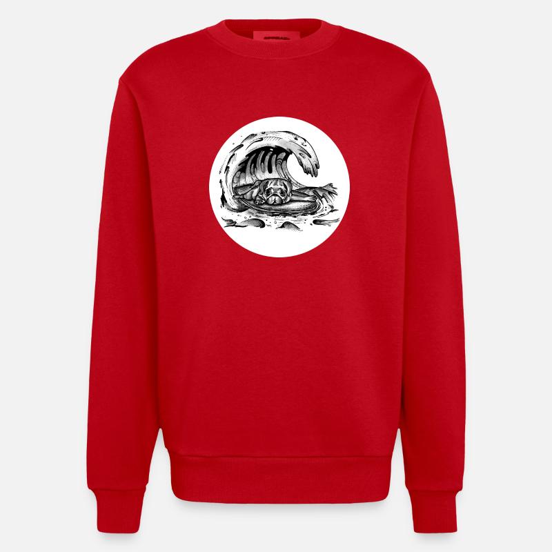 Mops Welle - Heavyweight Oversized Organic Crew Neck Made in EU - Rot