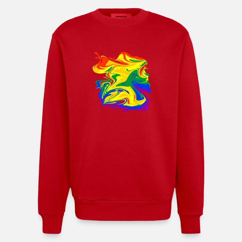 rainbow mess - Heavyweight Oversized Organic Crew Neck Made in EU - Rot