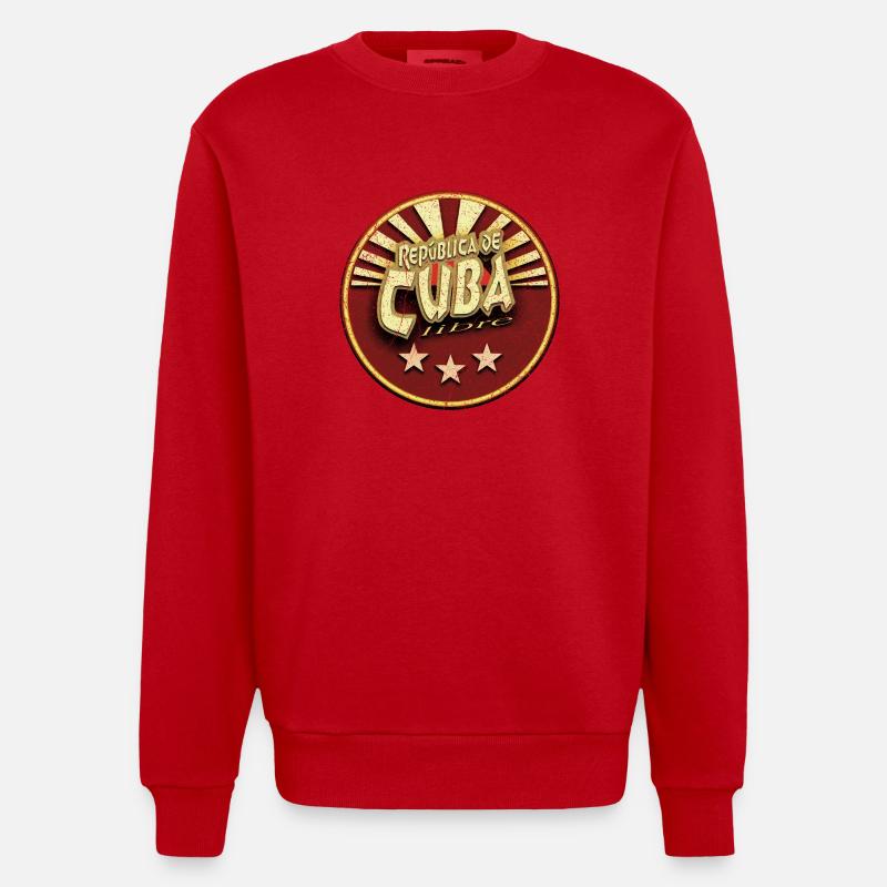 Republica De Cuba Libre (oldstyle) - Heavyweight Oversized Organic Crew Neck Made in EU - red