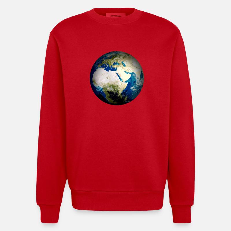 Weltkugel Erde - Heavyweight Oversized Organic Crew Neck Made in EU - Rot