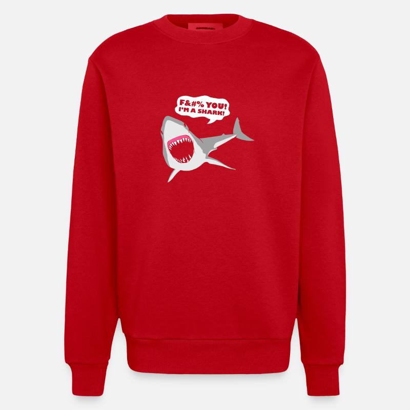 Ich bin ein Hai! - Heavyweight Oversized Organic Crew Neck Made in EU - Rot