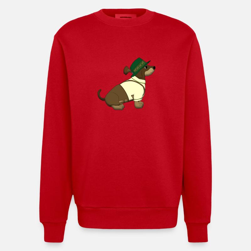 bavarian teckel sit - Sweat bio épais oversize fabriqué en UE - rouge