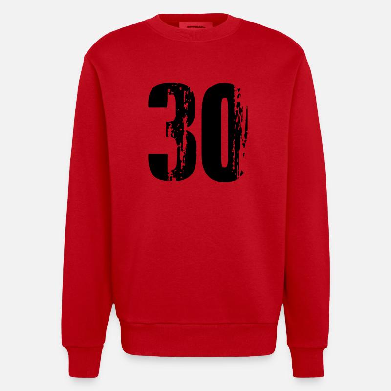 30 - Nummer - Heavyweight Oversized Organic Crew Neck Made in EU - Rot