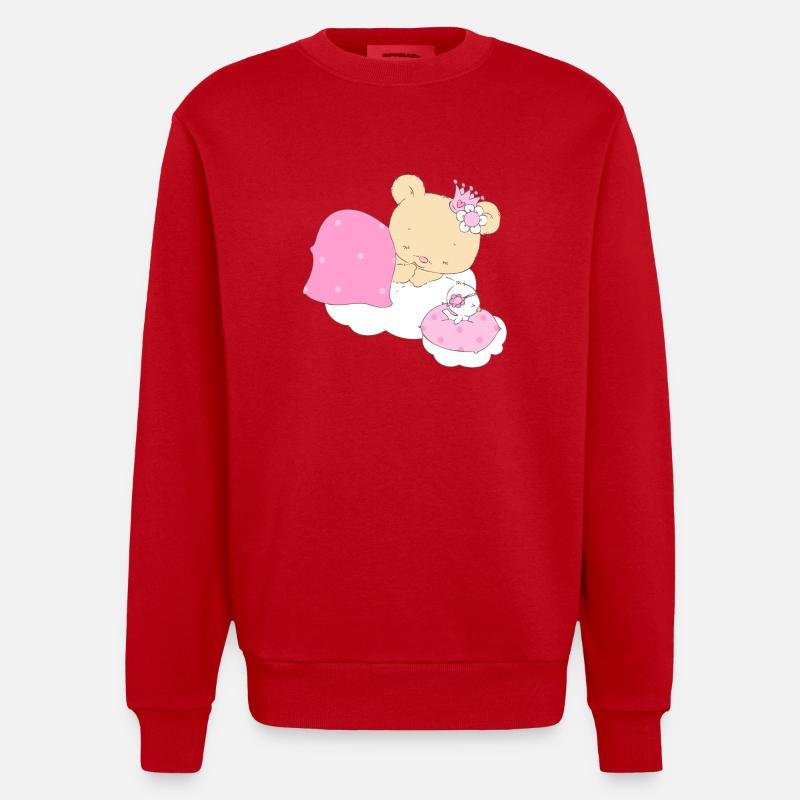 Bear princess sleeping on cloud - Heavyweight Oversized Organic Crew Neck Made in EU - Rot