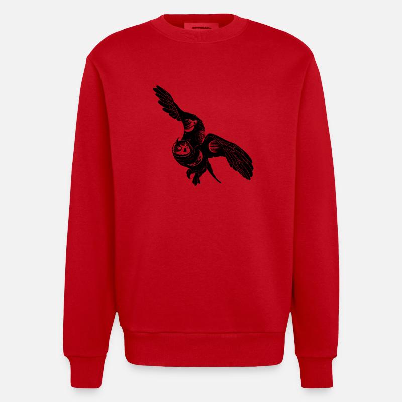 Universum Eule - Heavyweight Oversized Organic Crew Neck Made in EU - Rot