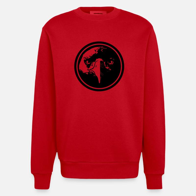 Eagle Eagle head button - Heavyweight Oversized Organic Crew Neck Made in EU - red