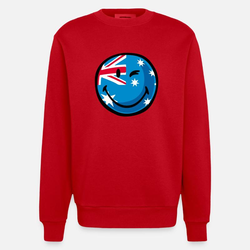 Smiley Flag Australia - Sweat bio épais oversize fabriqué en UE - rouge
