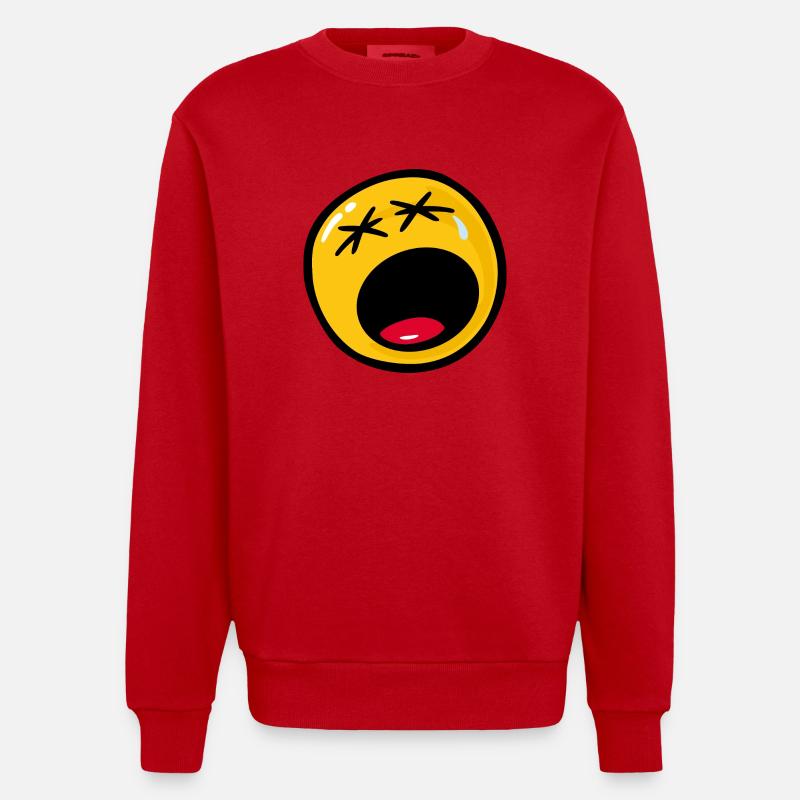 Smiley Sadness Miserable - Sweat bio épais oversize fabriqué en UE - rouge