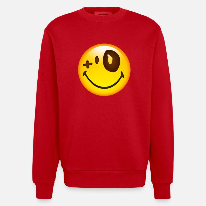 Smiley Blue Eye - Sweat bio épais oversize fabriqué en UE - rouge