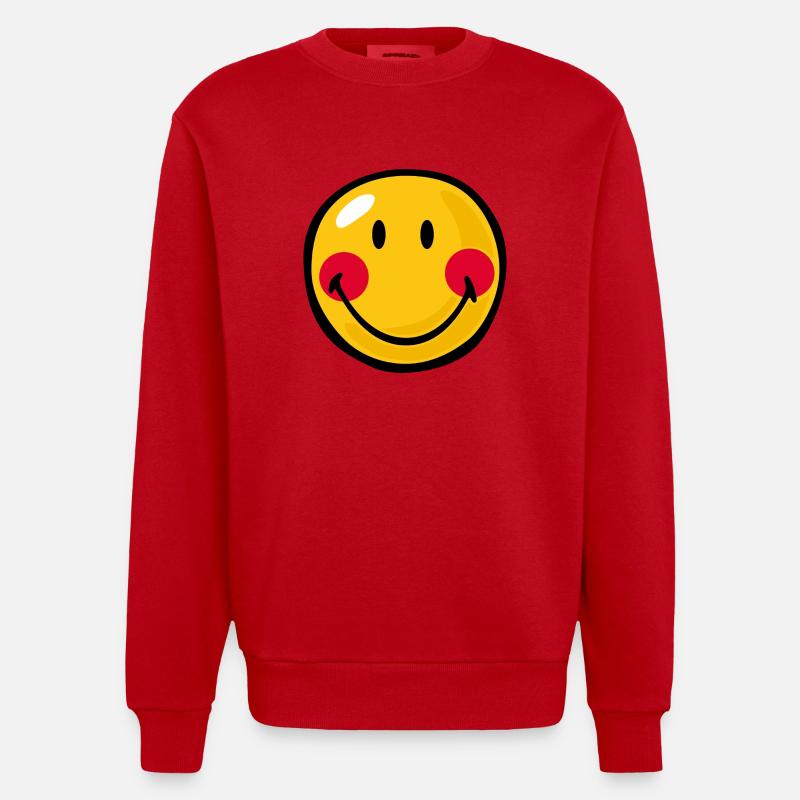 Smiley Blushed - Sweat bio épais oversize fabriqué en UE - rouge