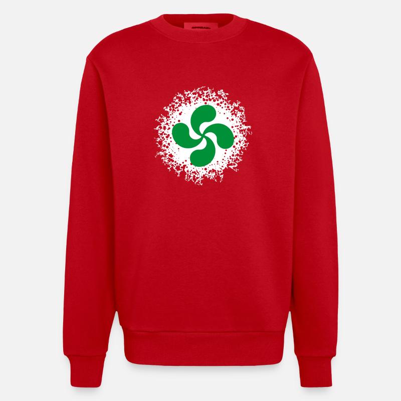 croix basque design 86 - Sweat bio épais oversize fabriqué en UE - rouge