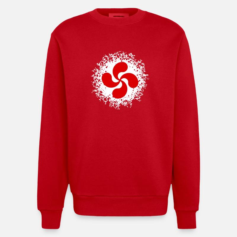 croix basque design 85 - Sweat bio épais oversize fabriqué en UE - rouge
