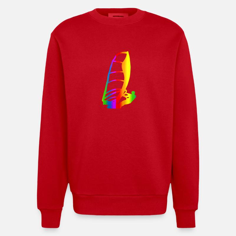 Bunter Windsurfen Regenbogen - Heavyweight Oversized Organic Crew Neck Made in EU - Rot