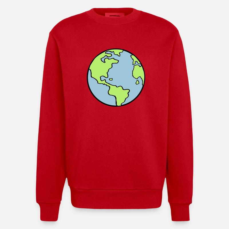 erde_002 - Sweat bio épais oversize fabriqué en UE - rouge