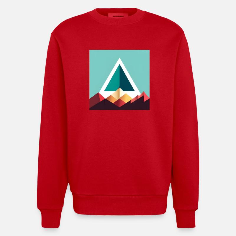 triangle abstrait - Sweat bio épais oversize fabriqué en UE - rouge
