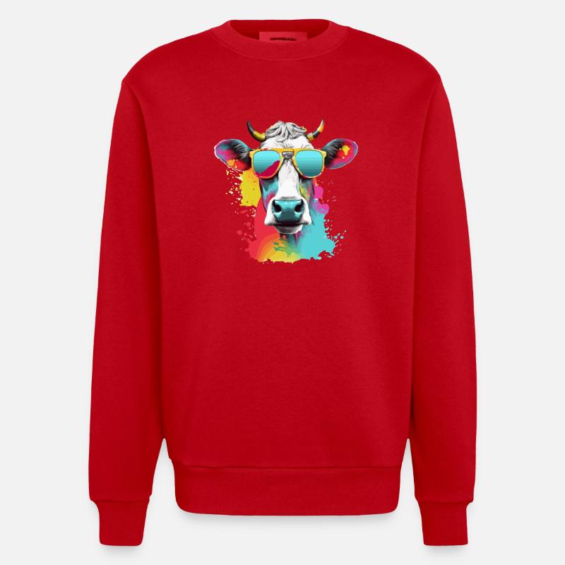 Acki la vache cool - Sweat bio épais oversize fabriqué en UE - rouge