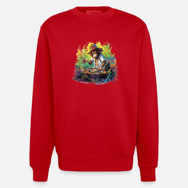 Monkey DJ - Heavyweight Oversized Organic Crew Neck Made in EU - Rot