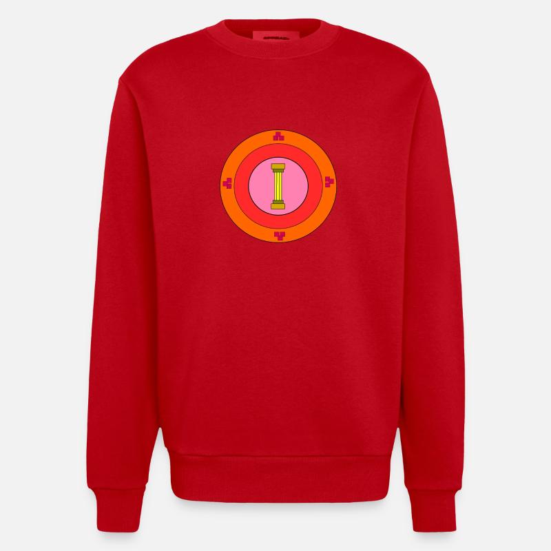 Emblem mit Säule - Heavyweight Oversized Organic Crew Neck Made in EU - Rot