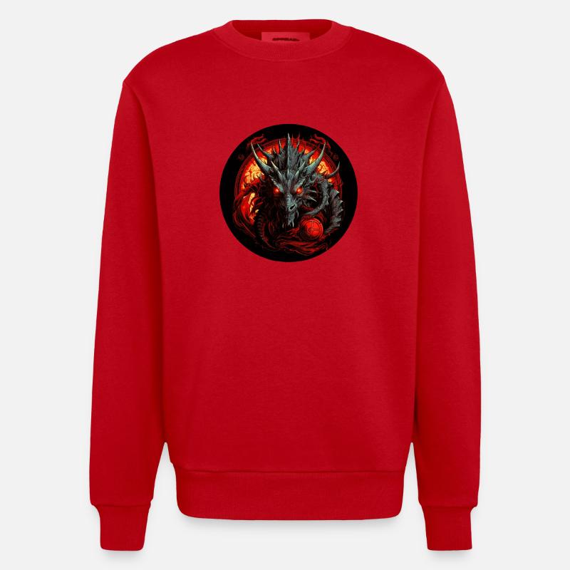 Der Drache hat dich erblickt - Heavyweight Oversized Organic Crew Neck Made in EU - Rot