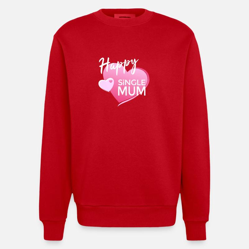 MAMAN CÉLIBATAIRE HEUREUSE - Sweat bio épais oversize fabriqué en UE - rouge