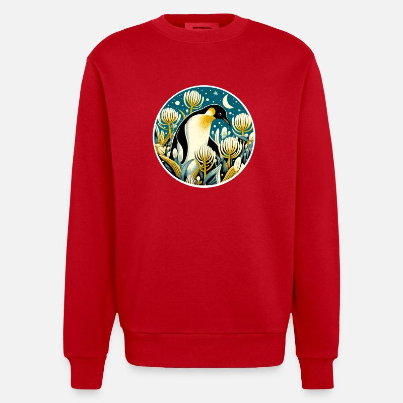 Pinguin-Kunst - Heavyweight Oversized Organic Crew Neck Made in EU - Rot
