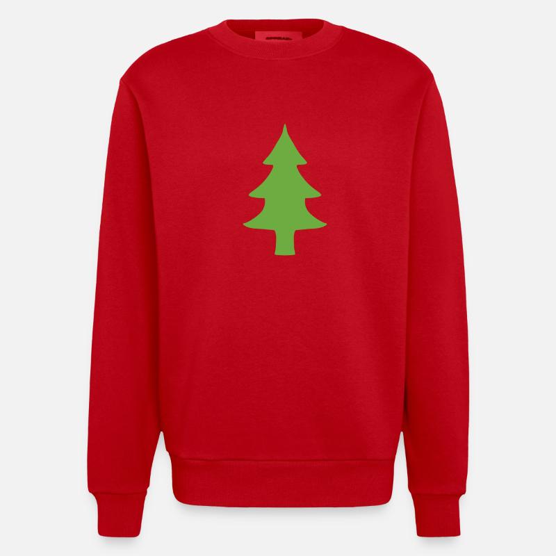 Fir tree tree natural green - Heavyweight Oversized Organic Crew Neck Made in EU - red