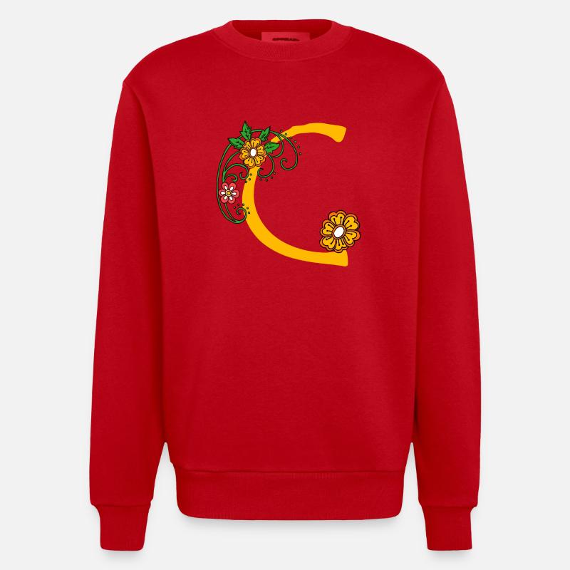 Fleur 30 C - Sweat bio épais oversize fabriqué en UE - rouge