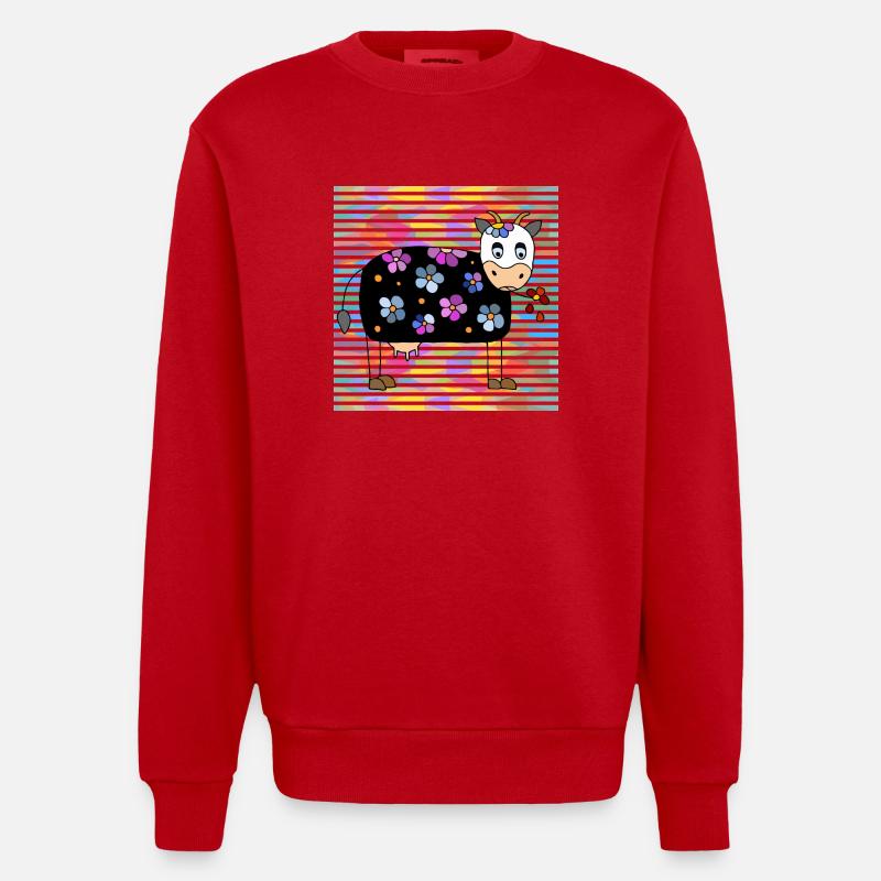 Vache - Sweat bio épais oversize fabriqué en UE - rouge