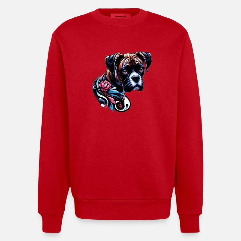 Boxer fleur - Sweat bio épais oversize fabriqué en UE - rouge