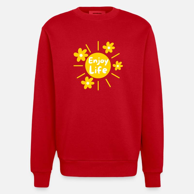 Genieße das Leben - Heavyweight Oversized Organic Crew Neck Made in EU - Rot