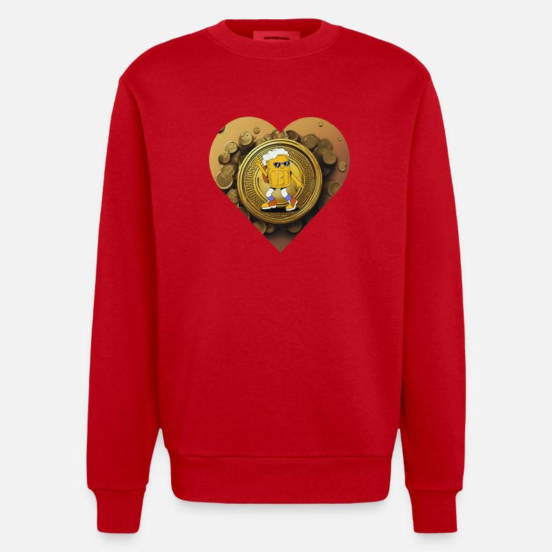 Dancing Beerman in Heart - Heavyweight Oversized Organic Crew Neck Made in EU - red