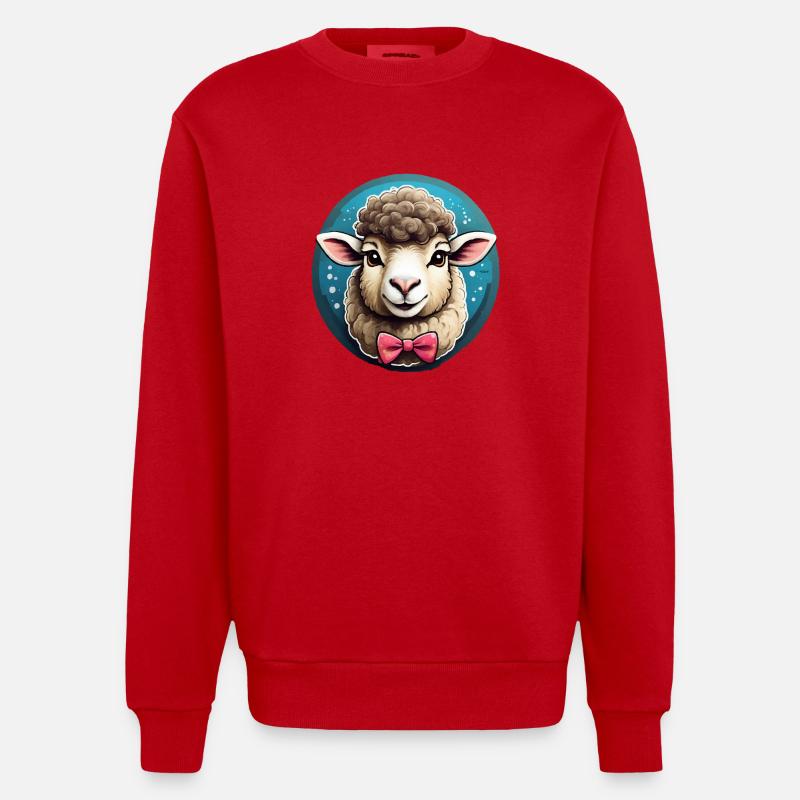 Bande dessinée de mouton drôle - Sweat bio épais oversize fabriqué en UE - rouge