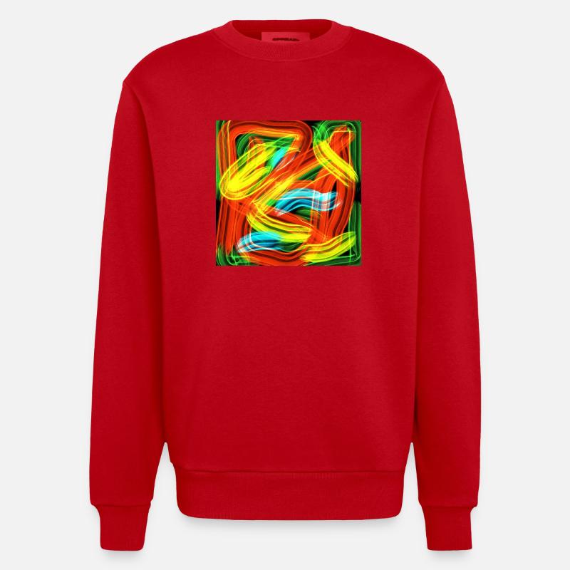 Rayures de couleur - Sweat bio épais oversize fabriqué en UE - rouge