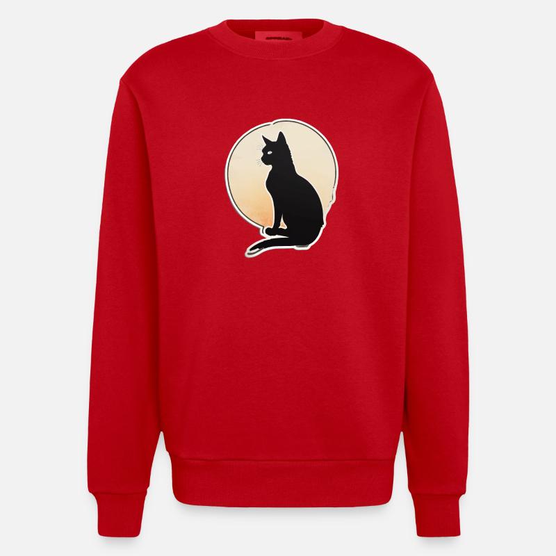 Silhouette de chat - Sweat bio épais oversize fabriqué en UE - rouge