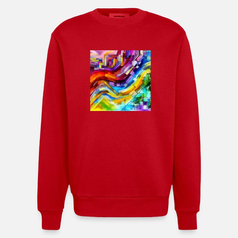 Éclat moderne - Peinture abstraite - Sweat bio épais oversize fabriqué en UE - rouge