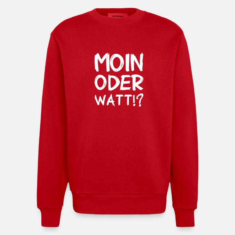 Moin oder Watt? - Heavyweight Oversized Organic Crew Neck Made in EU - Rot